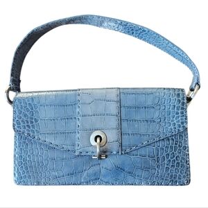 Y2K Ann Taylor Croc-Embossed Shoulder Bag – Blue